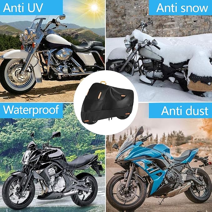 300D Heavy Duty Small Motorcycle Cover, Seceles All Season Durable Waterproof - Image 6