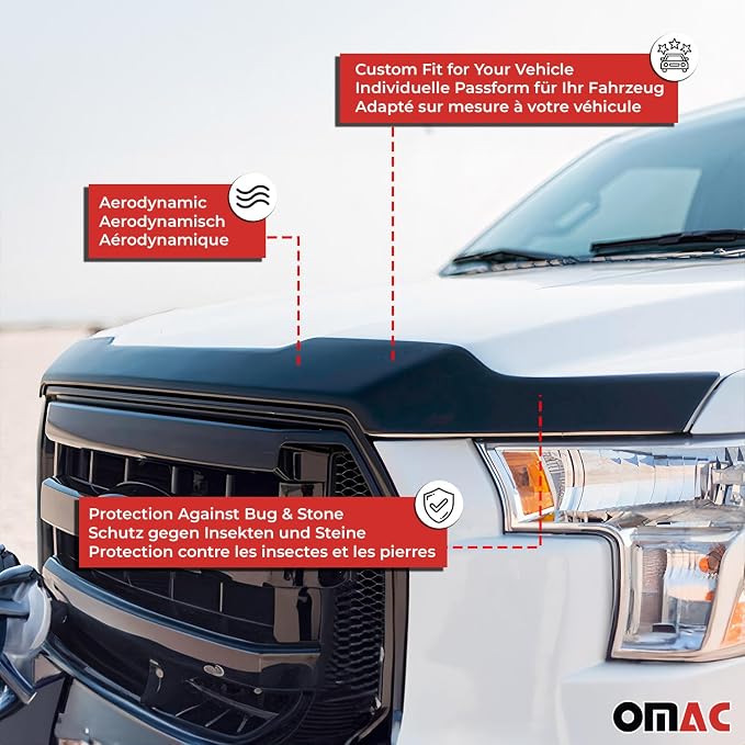 OMAC Front Bug Shield Hood Deflector Guard fits Honda CR-V 2012-2016 Smoke Black - Image 3