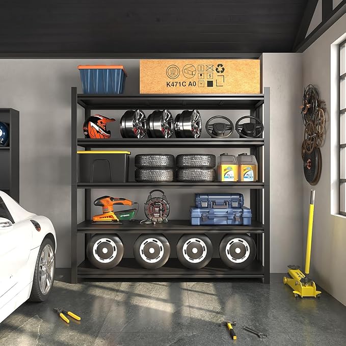 72" H Garage Shelving 2000LBS Heavy Duty Storage Shelves Adjustable 5 Tier - Image 6