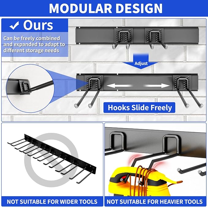 Garage Organization Tool Organizer Wall Mount, 64inch Heavy Duty Garden Tool - Image 2