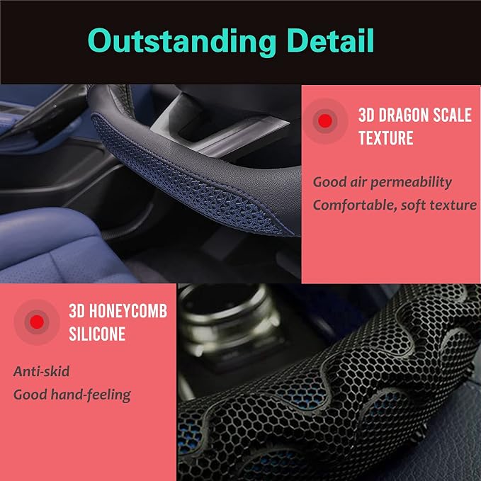 PINCTROT D Shaped 14 Inch Small Sized Steering Wheel Cover Great Grip - Image 3