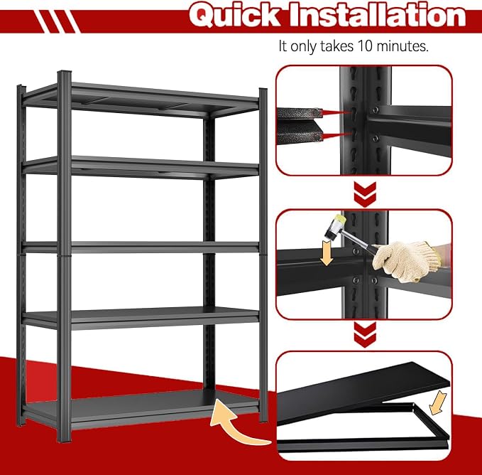 72" H Garage Shelving Unit 3500 LBS Heavy Duty Storage Shelves, Adjustable 5 - Image 4