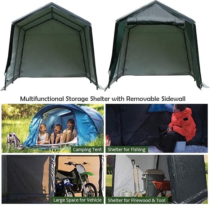 ERGOMASTER 6 Ft x 8 Ft Outdoor Carport Storage Shelter Metal Frame and - Image 8