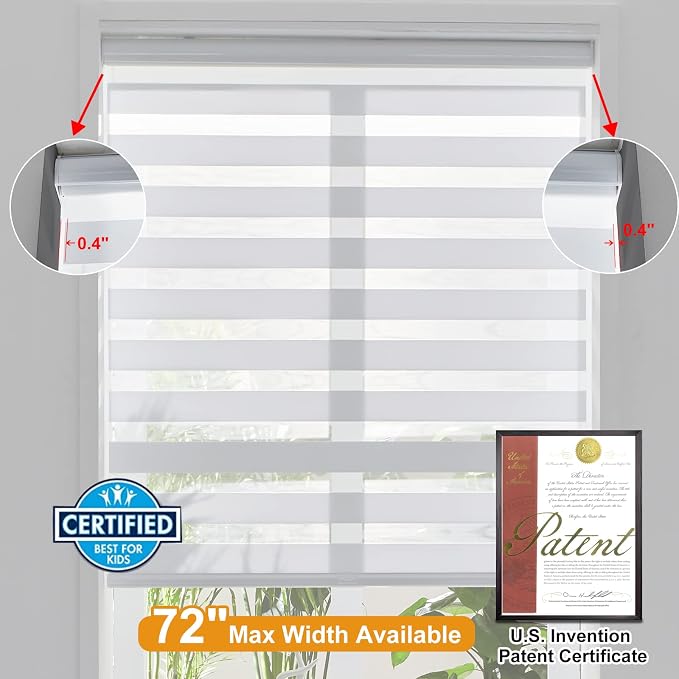 Persilux Cordless Zebra Blinds for Indoor Windows, Free-Stop Light Filtering - Image 4