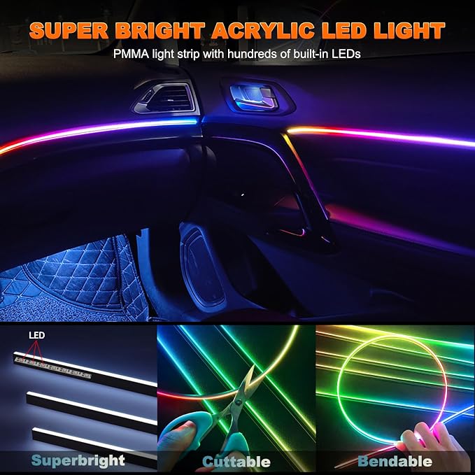 Interior Car LED Strip Lights, Acrylic LED Lights - Image 2