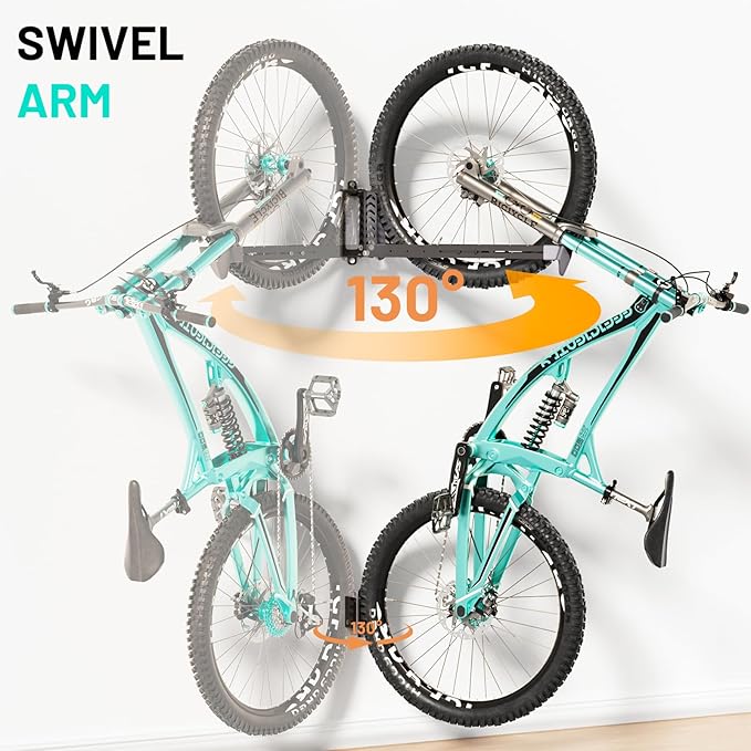 2-Pack Swivel Bike Rack Wall Mount, Bike Hangers - Image 4