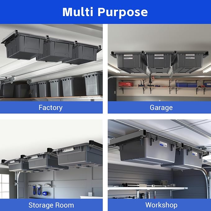 5 Pack Overhead Storage Bin Rack, Ceiling Racks - Image 2