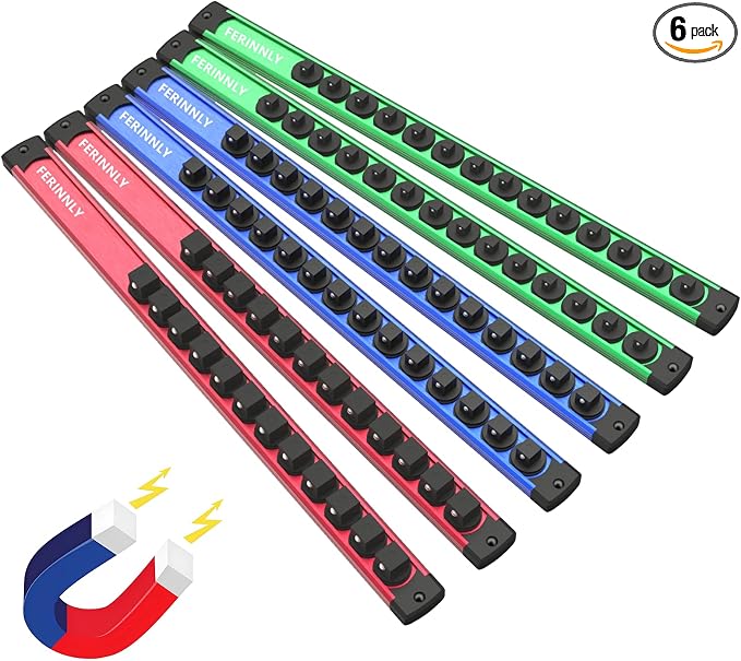 Magnetic Socket Holder Organizer Set, 6-Piece Heavy Duty Aluminum Alloy Socket by Unknown