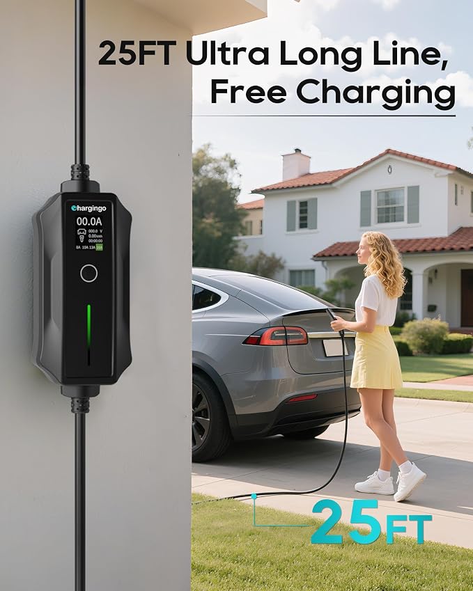 2025 Upgraded Level 1-2 Portable EV Charger, NEMA 5-15 & 6-20 Plug, 25 Ft EV - Image 4