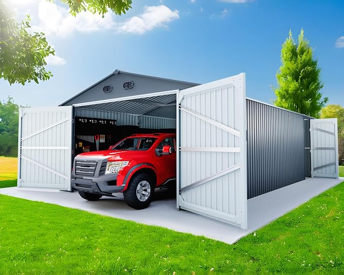 20 x 13 FT Outdoor Storage Shed, Large Metal Garden Tool Shed by ANTSKU