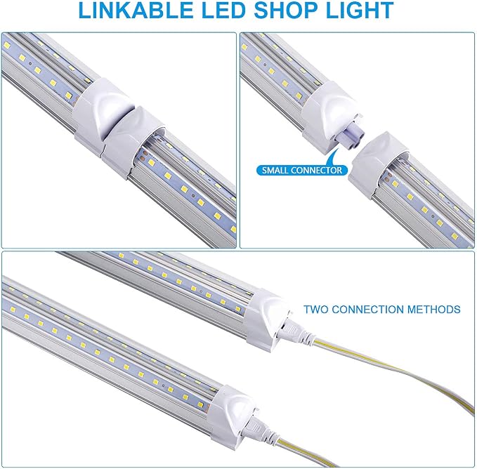 8ft LED Shop Light Fixture, 100W 15000LM 6000K, Cold White, V Shape, Hight - Image 3