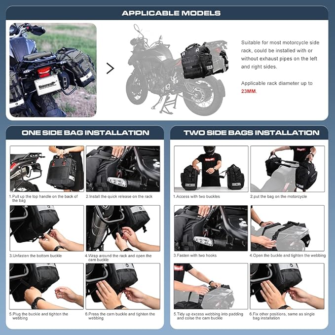 Rhinowalk Motorcycle Saddle Bag Waterproof Motor Pannier Bag Luggage Pack Quick - Image 5