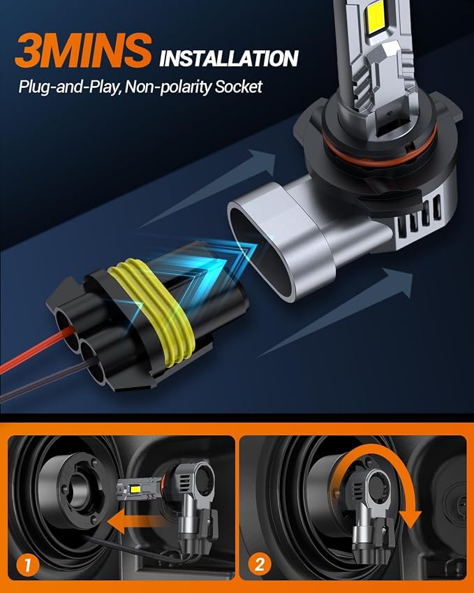 SEALIGHT 9004/HB1 Fog Bulbs, 1:1 Mini Size 50000LM 6500K Cool White 9004 Fog - Image 5