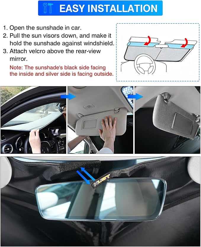 KUST Windshield Sun Shade for 2006–2010 Dodge Charger Window Shade Sun Visor - Image 6