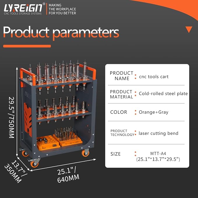Mobile CNC Tool Storage Cart, CNC Tool Holder Utility Carts - Image 2