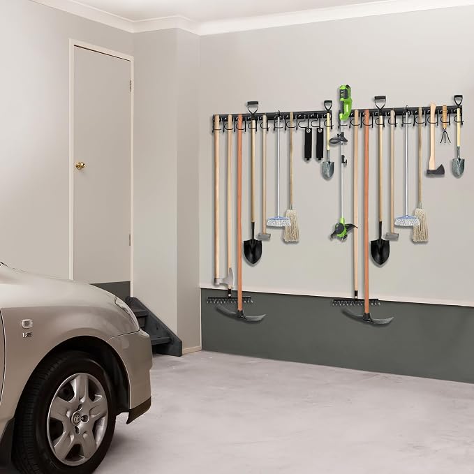 LEYU Metal Garage Tool Organizer Wall Mount, 2 Pack Garden Tool Organizer - Image 3