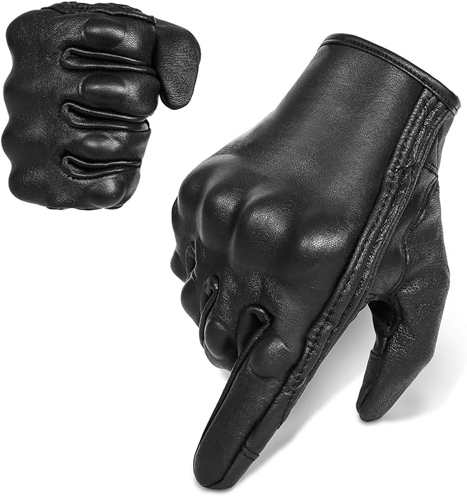 Superbike Full Finger Goat Skin Leather Touchscreen Motorcycle Gloves by KAIWENDE