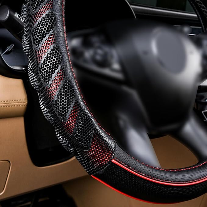 Flying Banner car Steering Wheel Cover Faux Leather Massage Universal fit 3D - Image 4