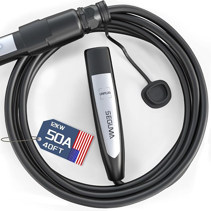EV Charger Extension Cable for Tesla, 50Amp 40ft Up to 240V 12kW, NACS Plug EV by Seguma