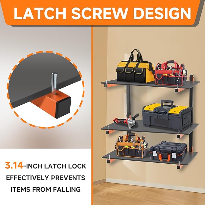 4 Pack Lumber Rack Wall Mount, Heavy Duty Wood Storage Racks, 6-Level System - Image 3