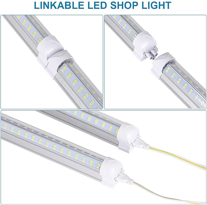 8Ft LED Shop Light Fixture, 120W Integrated LED Tube Light, 6000-6500K - Image 4
