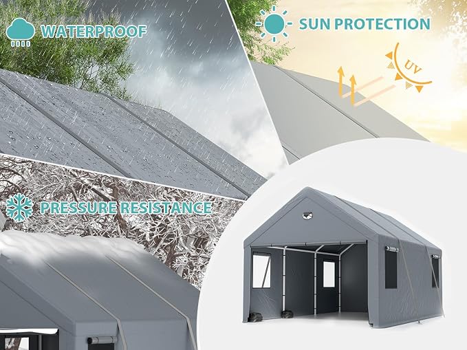 2 Car Carports 20X20 Heavy Duty，Car Ports - Image 4