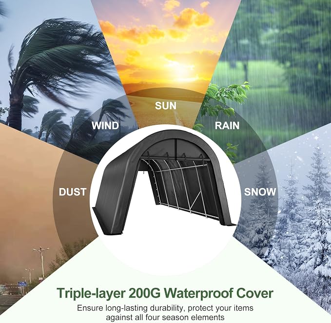 Carport 12x20 ft Heavy Duty, All-Season Waterproof UV Protected Outdoor Car - Image 3