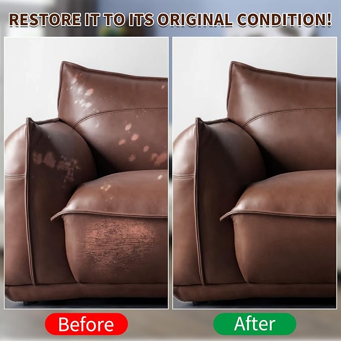 Medium Brown Leather Recoloring Balm, Leather Couch Scratch/Stain Remover - Image 4