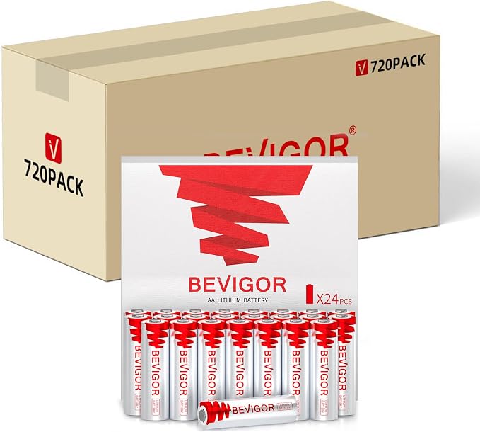 BEVIGOR Lithium Batteries AA, 720 Bulk Pack 1.5V 3000mAh High Performance by BEVIGOR