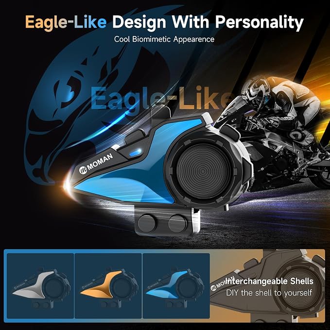 Motorcycle Intercom Headset, Moman H2E Eagle-Like Communication System - Image 6