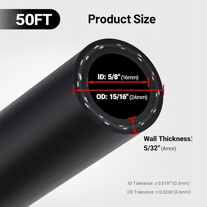 EVIL ENERGY 5/8" Heater Hose 50FT Coolant Radiator Straight 100PSI SAE 20R3 - Image 3