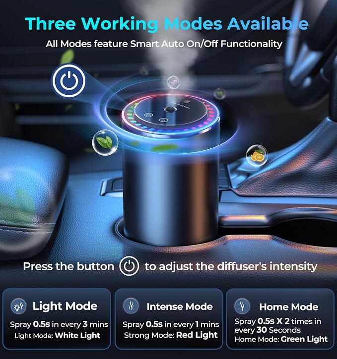 Car Diffuser Smart Air Freshener, Auto On/Off by AI Chip, Built-in Battery - Image 8