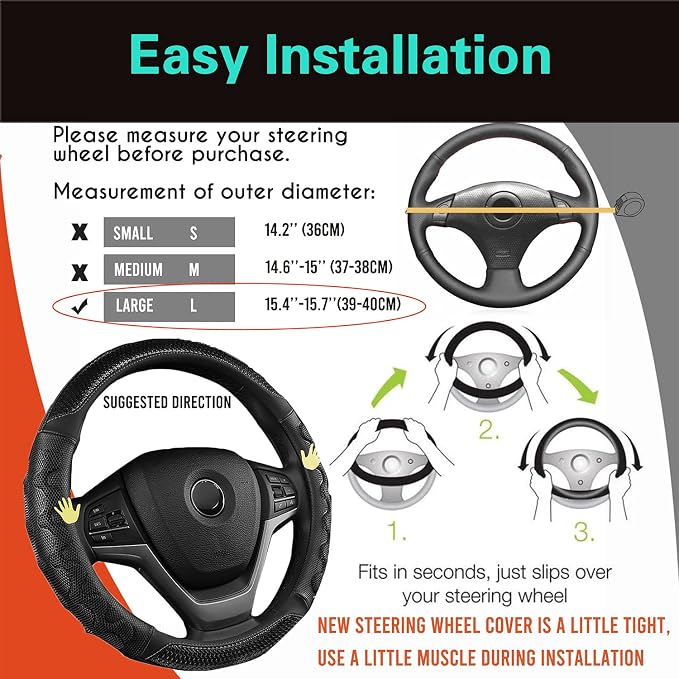 PINCTROT Large Size Steering Wheel Cover Great Grip - Image 6