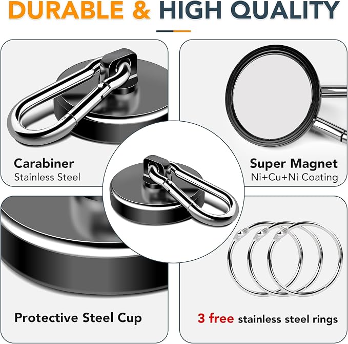 MIKEDE 6 Pack Strong Magnetic Hooks, 70LBS Pull Force Neodymium Magnetic Hooks - Image 4