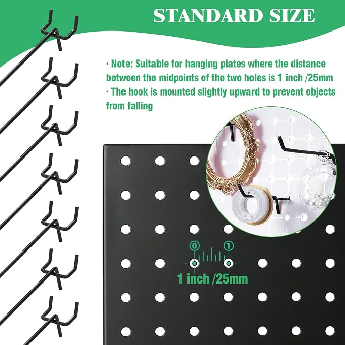 60Pcs 2" 4" 6" 8" Pegboard Hooks Assortment Set, Metal Peg Board Hooks - Image 5