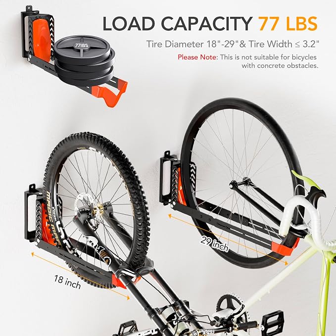 Swivel Bike Rack Wall Mount, Bike Hangers - Image 2