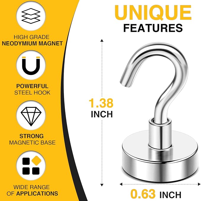 DIYMAG Magnetic Hooks for Refrigerator, Extra Strong Cruise Hook, Heavy Duty - Image 4