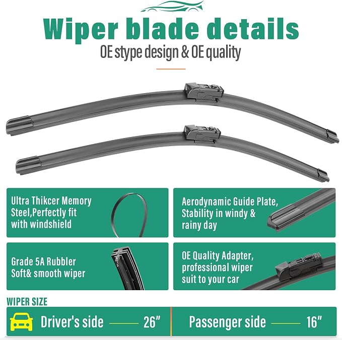 26" 16" 12" Windshield Wiper Blades Replacement - Image 3