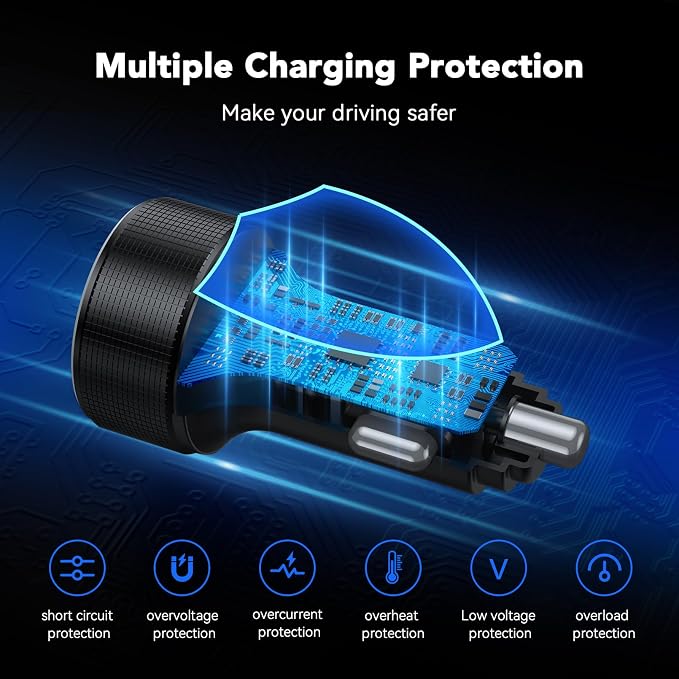 USB C Car Charger Fast Charging USB C Cable, 78W 4 Port iPhone 16 15 Car - Image 4