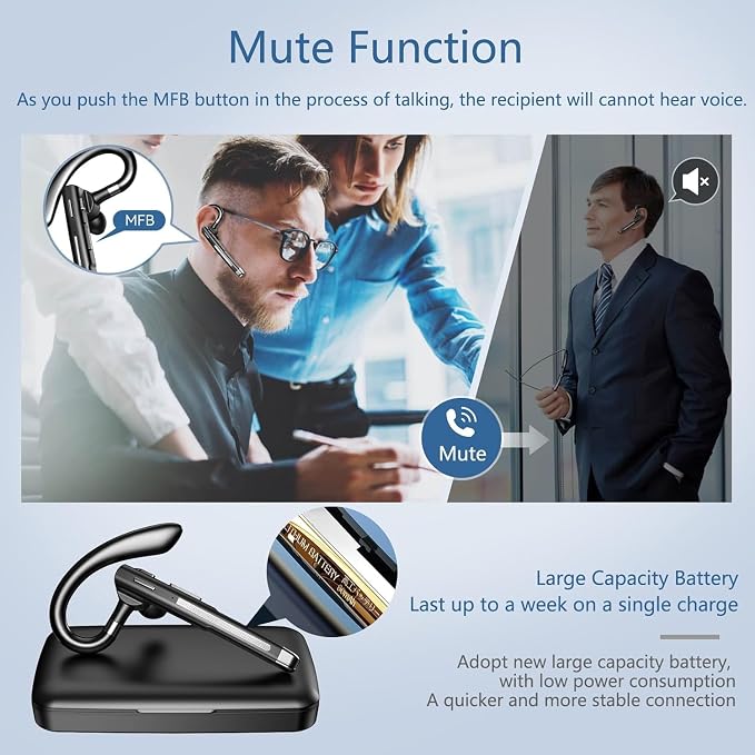 Bluetooth Headset, Wireless Bluetooth Earpiece - Image 4