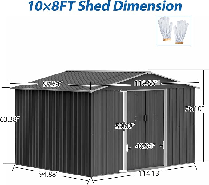 10X8 FT Outdoor Tool Storage Shed - Image 2