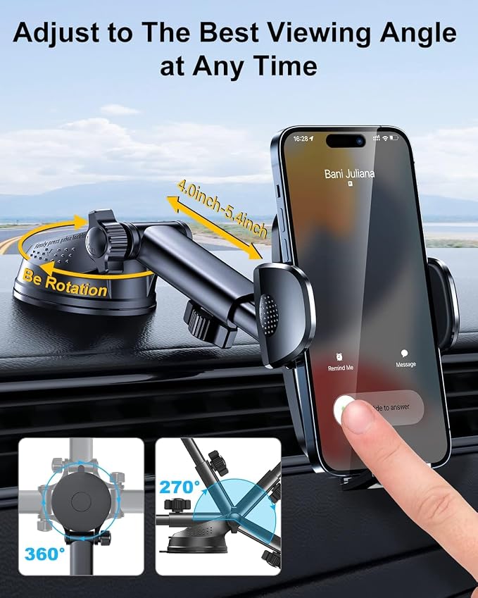 3-in-1 Phone Mount for Car Vent Dashboard Windshield Cell Phone Holder Car Fit - Image 5