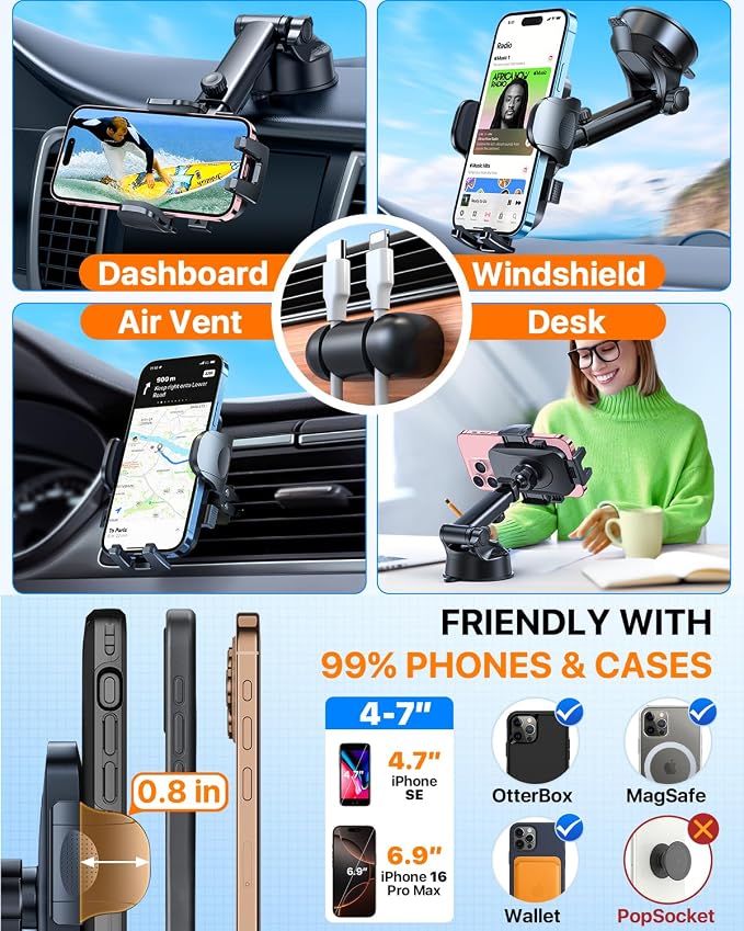 HTU 2025 Best Car Phone Holder 【Ultimate 5-in-1 & Upgraded 100+LBS Strongest - Image 7