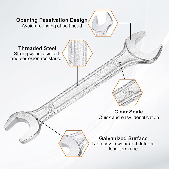 HARFINGTON Double Open End Wrench 12mm x 14mm Metric 15 Degree Offset Angle - Image 4