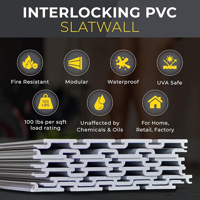 3'H x 4'W Slatwall Panel Garage Wall Organizer: Heavy Duty Wall Mounted PVC - Image 3