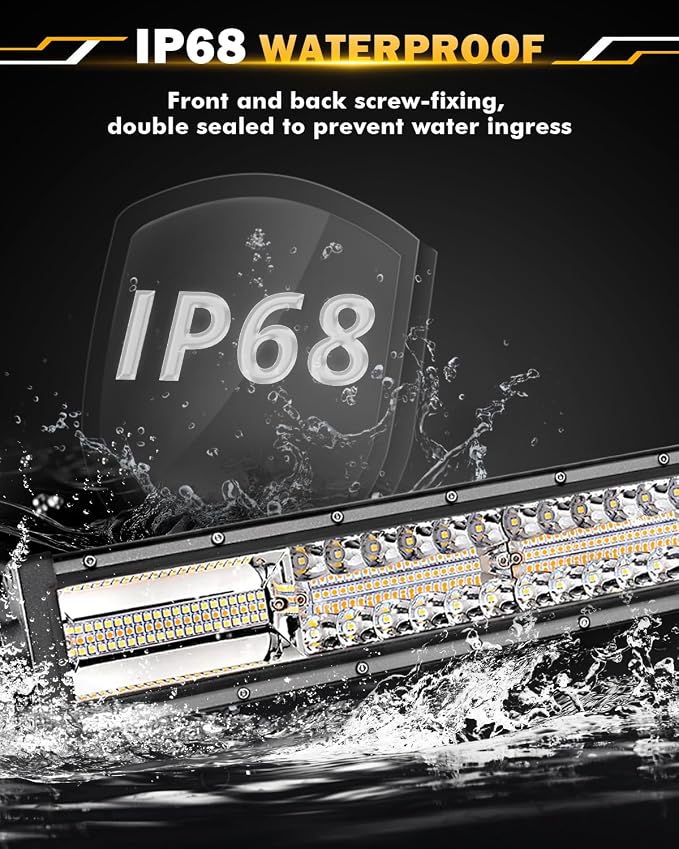 Auxbeam 22 Inch LED Light Bar, 120W 6 Modes Amber White Strobe Fog Lights - Image 4