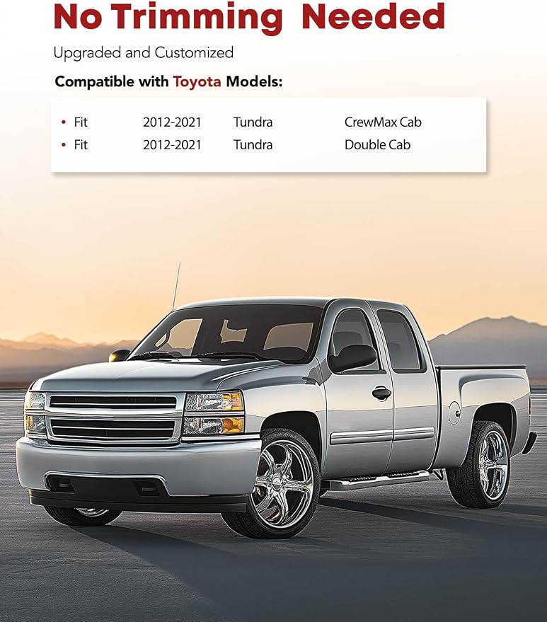 YHTAUTO Floor Mats Fit 2012-2021 Toyota Tundra CrewMax/Double Cab, TPE All - Image 2