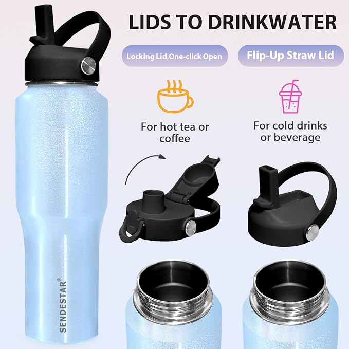 SENDESTAR 40oz Stainless Steel Water Bottle, Double Wall Vacuum Insulated Bottle - Image 4
