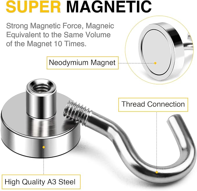 DIYMAG Magnetic Hooks for Refrigerator, Extra Strong Cruise Hook, Heavy Duty - Image 5