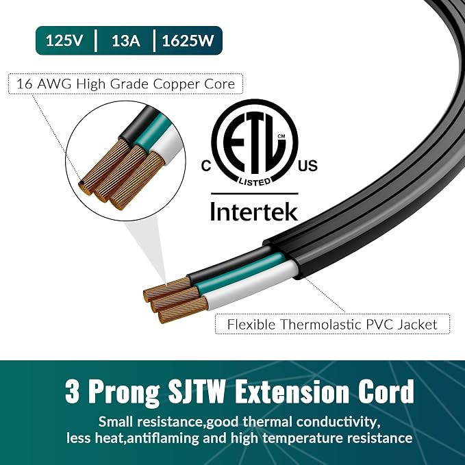 Elecan Flat Plug Extension Cord 10 Ft 2 Pack - Image 5